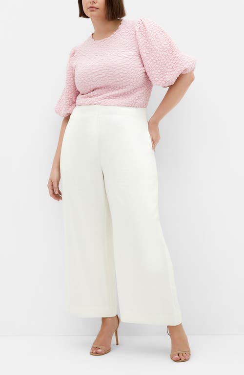 City Chic Chrissie Balloon Sleeve Textured Top In Pout