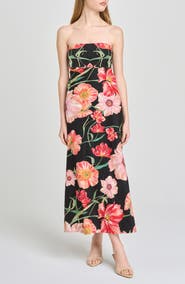 WAYF All Yours Floral Strapless Midi Dress