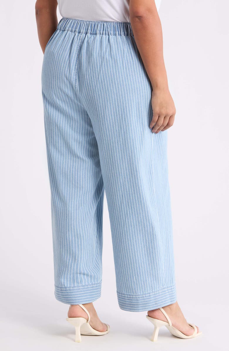 Jones New York Stripe Tie Waist Pants, Alternate, color, Medium Wash / White