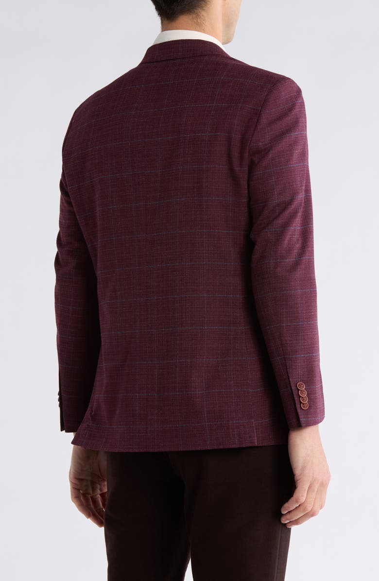Nautica Windowpane Notch Lapel Stretch Blazer, Alternate, color, Burgundy