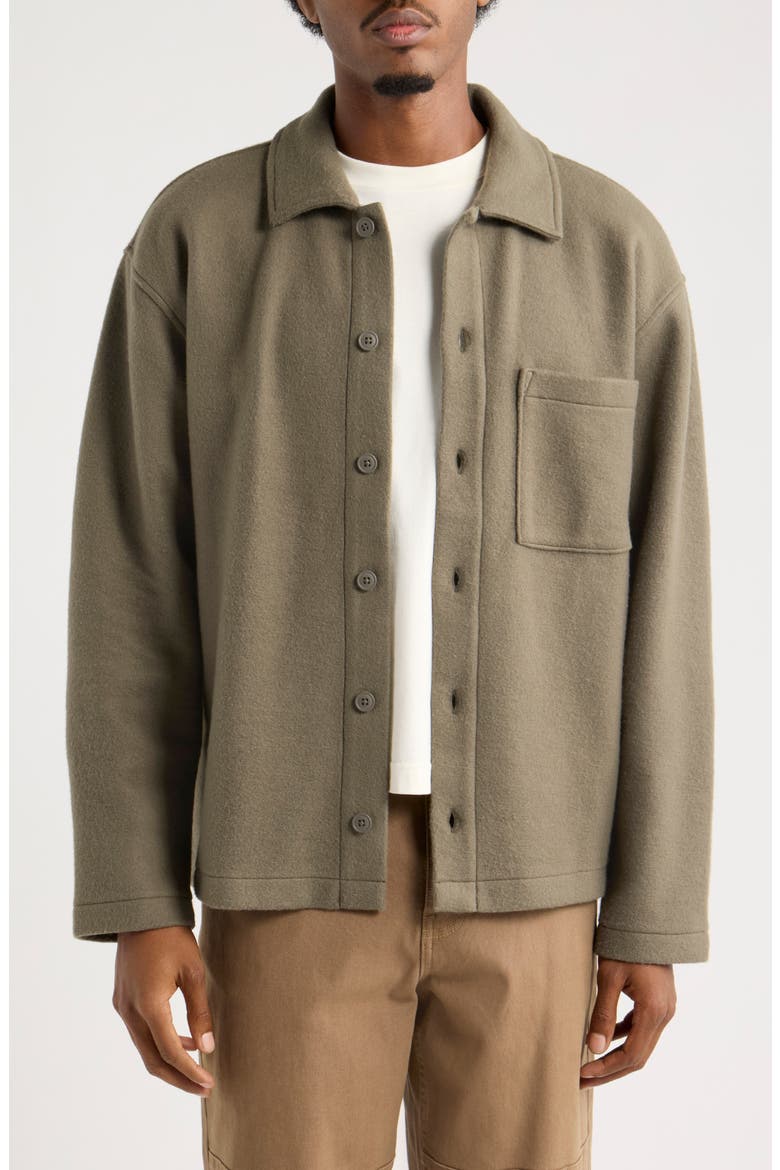 Rev Fleece Button-Up Shirt Jacket, Main, color, GREY WINTER