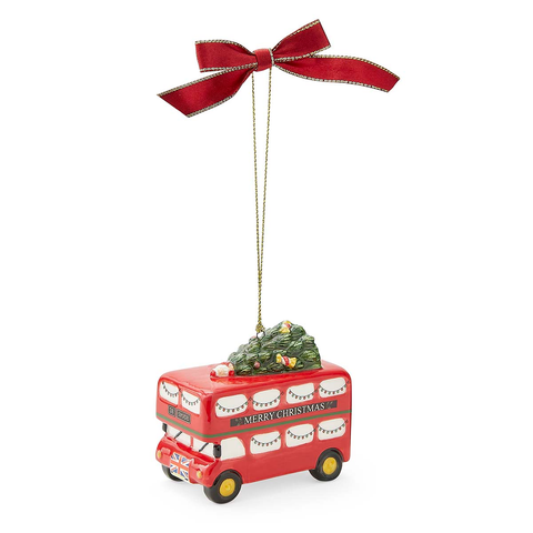 Christmas Tree British Double Decker Bus Ornament