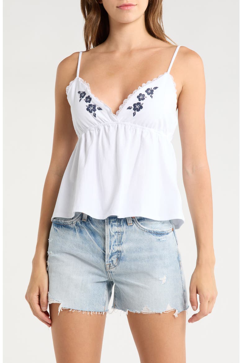 Lace Trim Babydoll Camisole, Main, color, WHITE