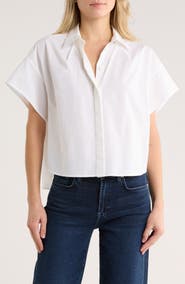 rag & bone Maura Short Sleeve Cotton Poplin Button-Up Shirt