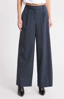 Hudson St Wool Blend Wide Leg Trousers