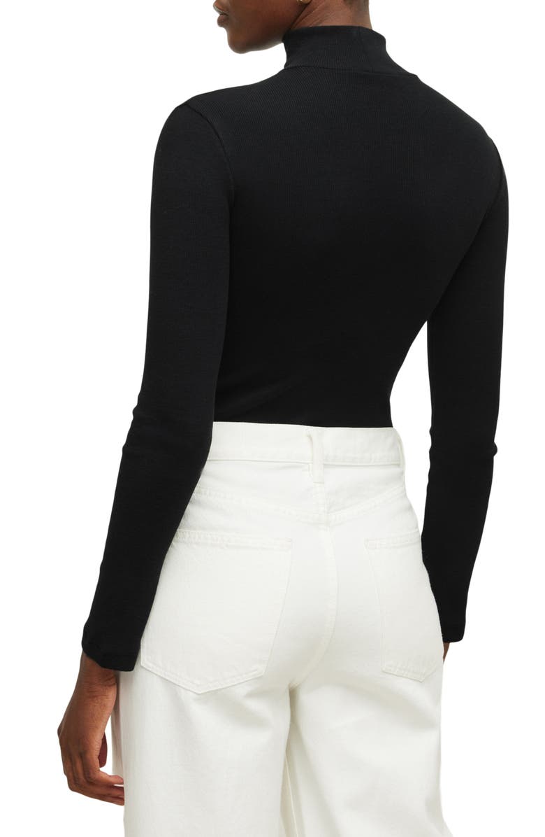 AllSaints Raffi Roll Neck Long Sleeve Bodysuit, Alternate, color, Black