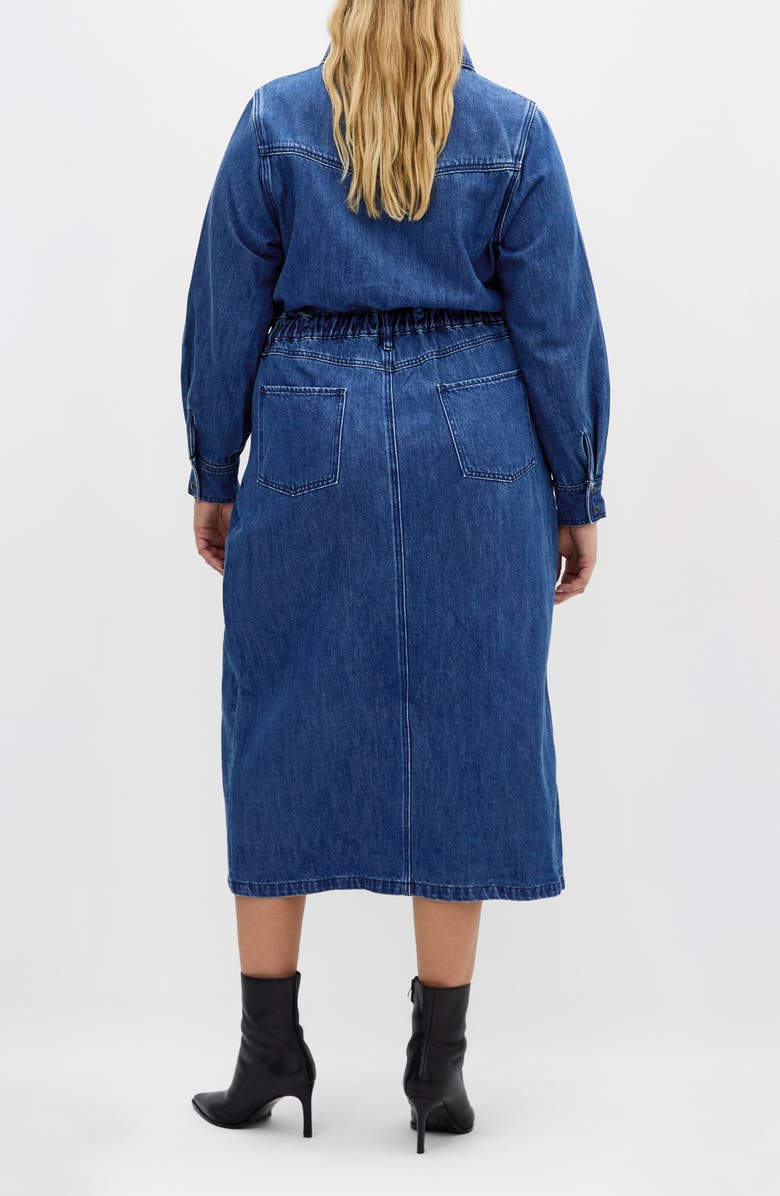 City Chic Elara Denim Midi Shirt Dress, Alternate, color, Dark Denim