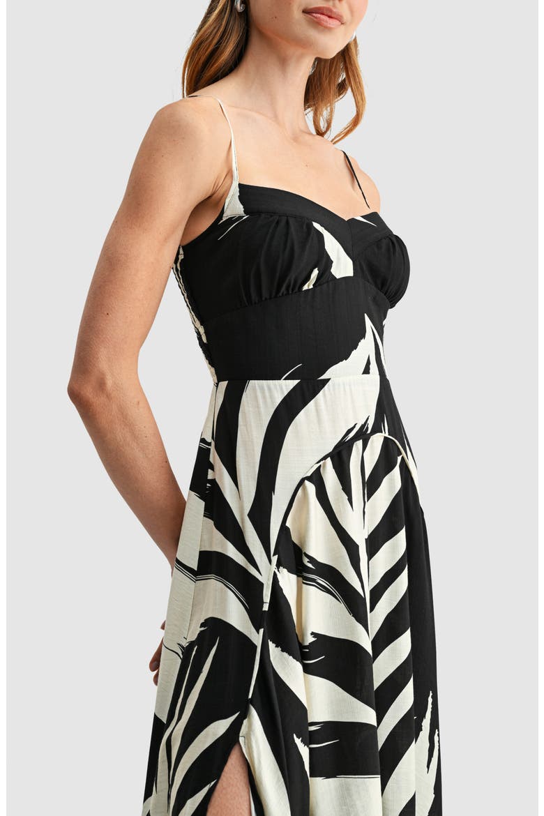 Handkerchief Hem Fit and Flare Midi Dress, Alternate, color, BLACK CREAM