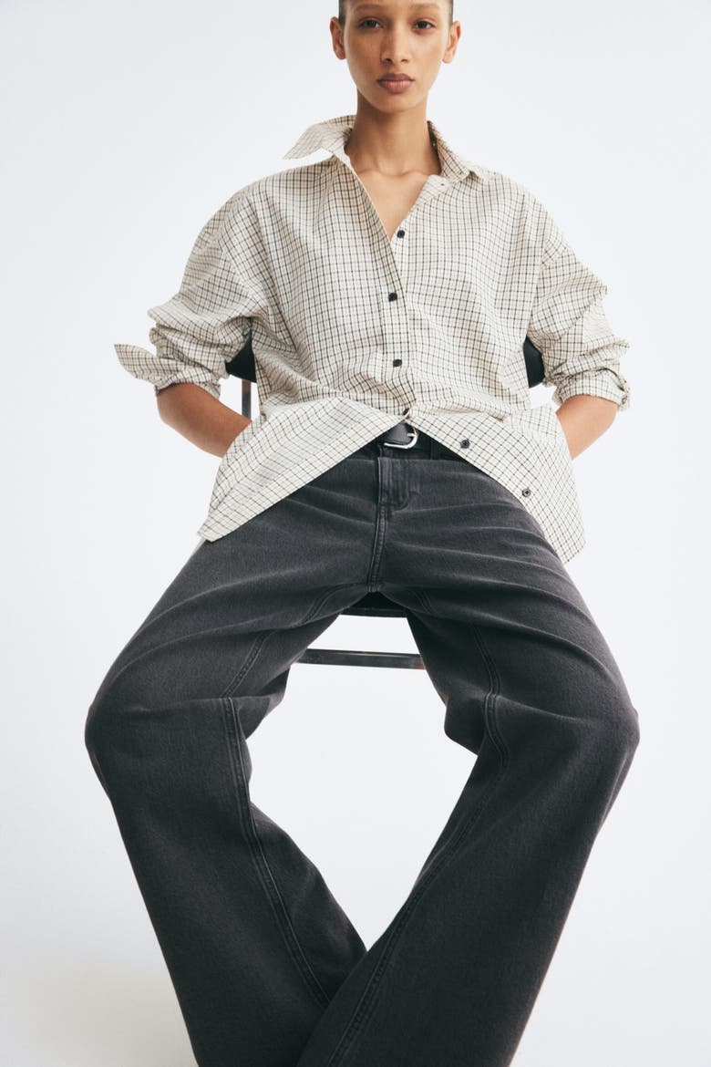 Oversized Shirt, Alternate, color, Cream/checked
