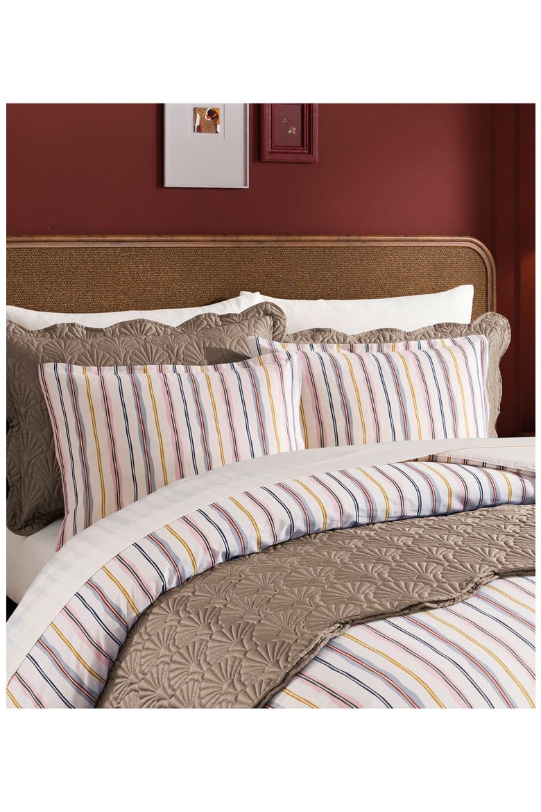 Scallop Stripe Duvet Cover & Pillow Shams Set, Alternate, color, IVORY MULTI