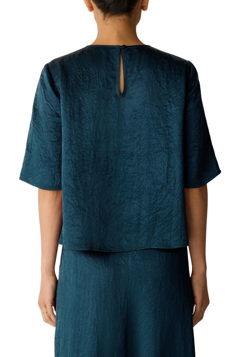 Round Neck Elbow Sleeve Top, Alternate, color, SAILOR BLUE