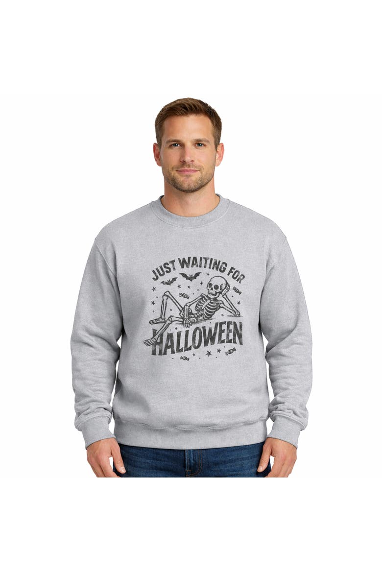 Just Waiting For Halloween Skeleton Sweatshirt, Main, color, Graphite