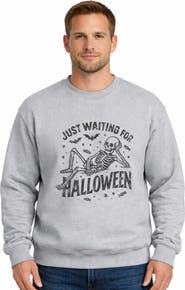 Simply Sage Market Just Waiting For Halloween Skeleton Sweatshirt