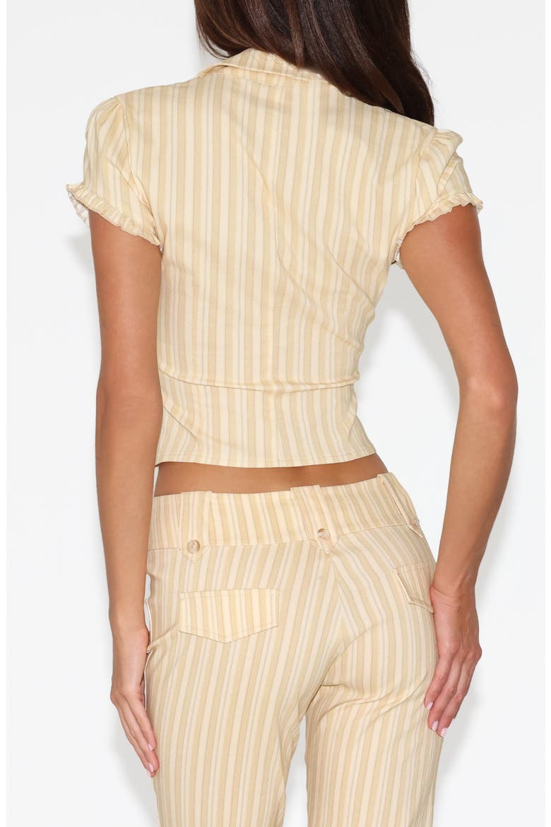 Kittie Stripe Puff Sleeve Crop Shirt, Alternate, color, YELLOW STRIPE