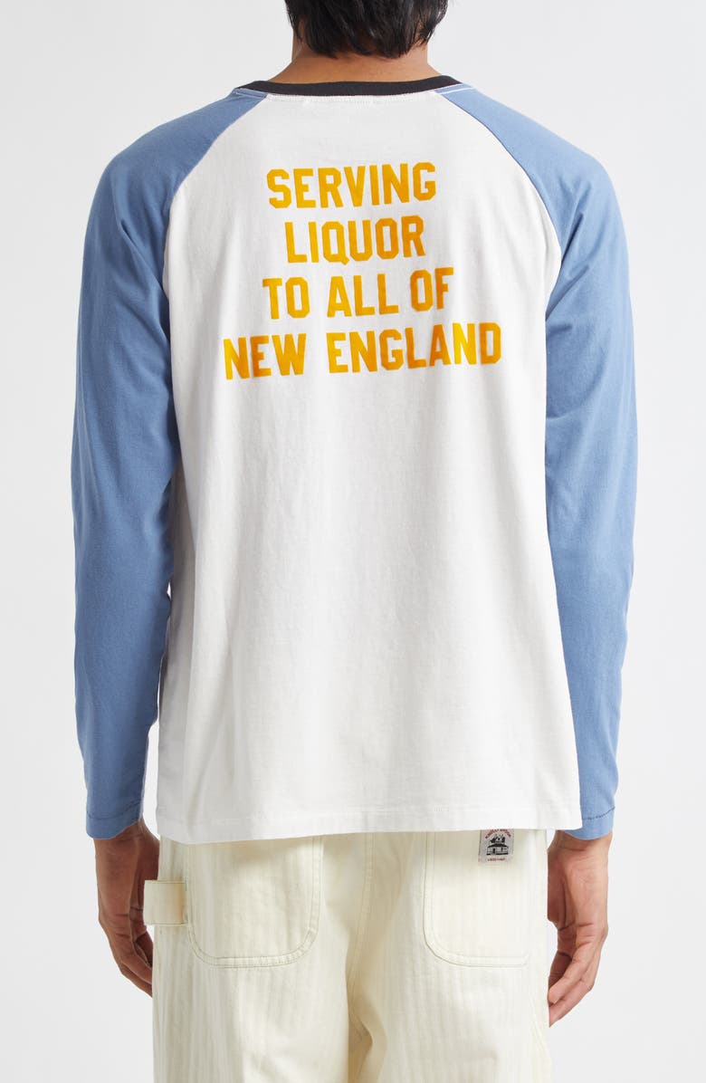 Bode Skater Flocked Baseball T-Shirt, Alternate, color, Blue/ Cream