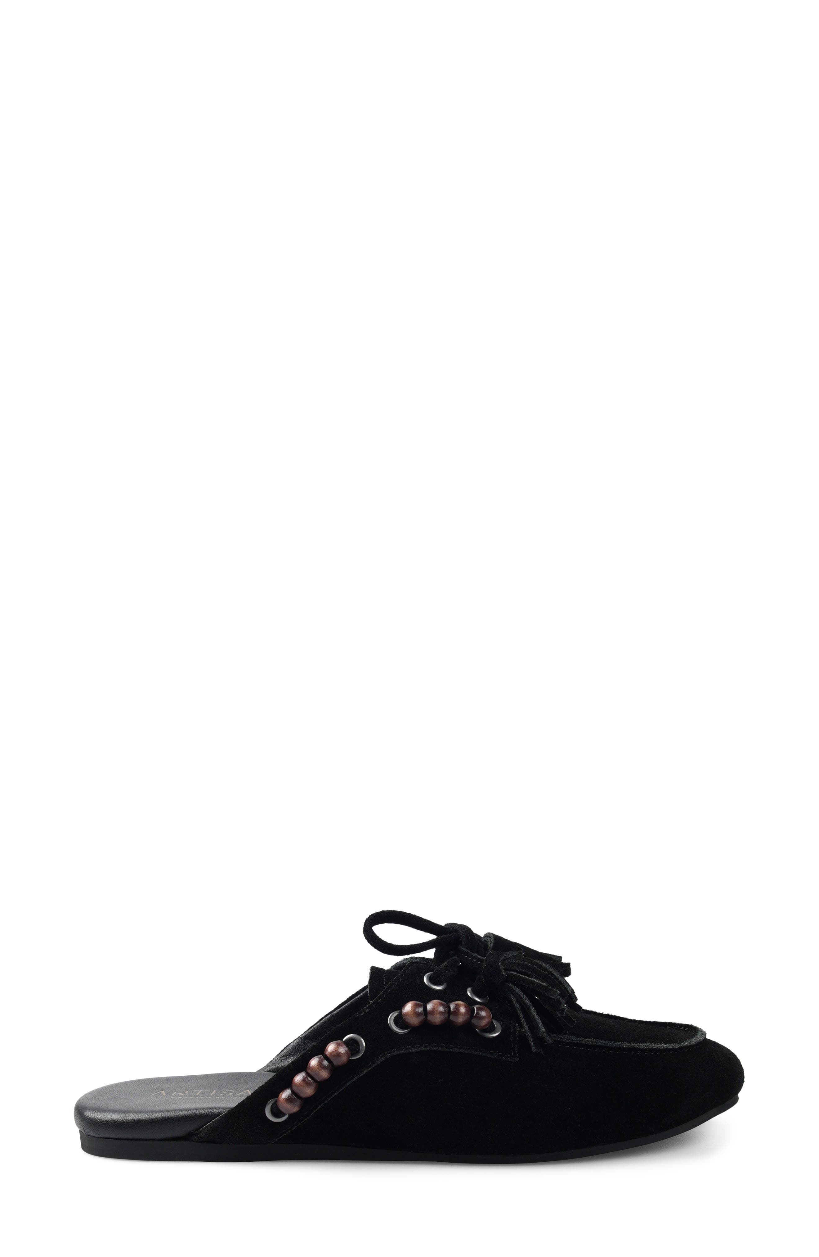 Juana Tassel Mule, Alternate, color, BLACK SUEDE