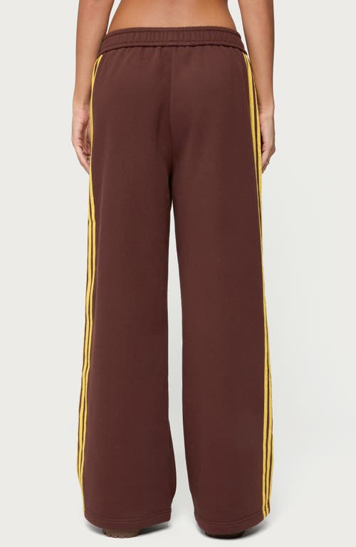 Edikted Sorin Side Stripe Wide Leg Sweatpants In Brown
