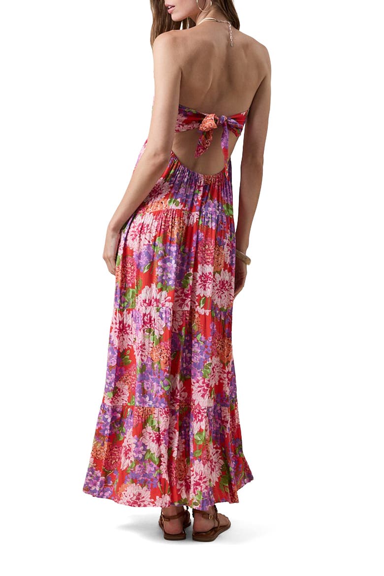 Strapless Open Back Maxi Dress, Alternate, color, RED