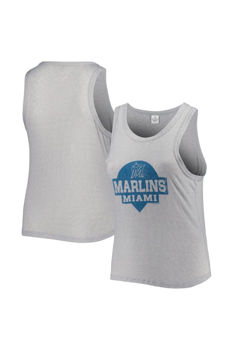Women's Soft as a Grape Gray Miami Marlins Plus Size High Neck Tri-Blend Tank Top, Main, color, Gray