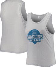 SOFT AS A GRAPE Women's Soft as a Grape Gray Miami Marlins Plus Size High Neck Tri-Blend Tank Top