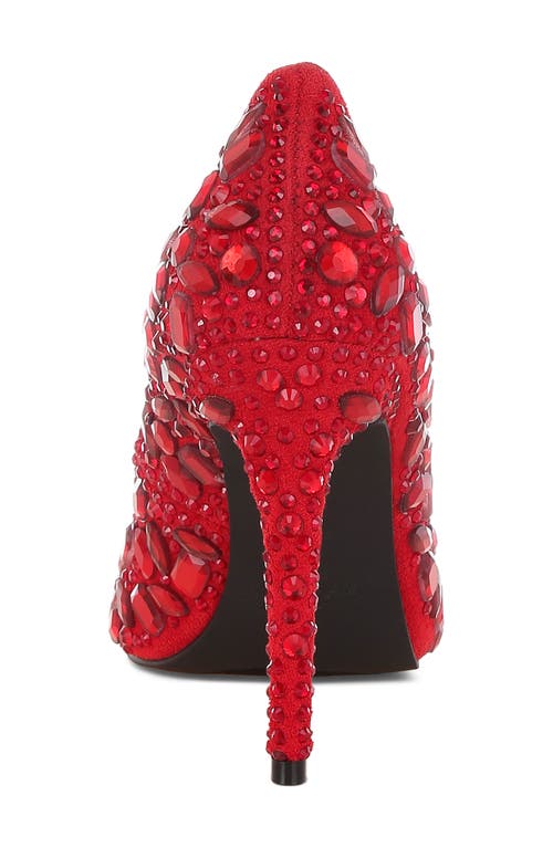 London Rag Iceout Crystal Embellished Pump In Red