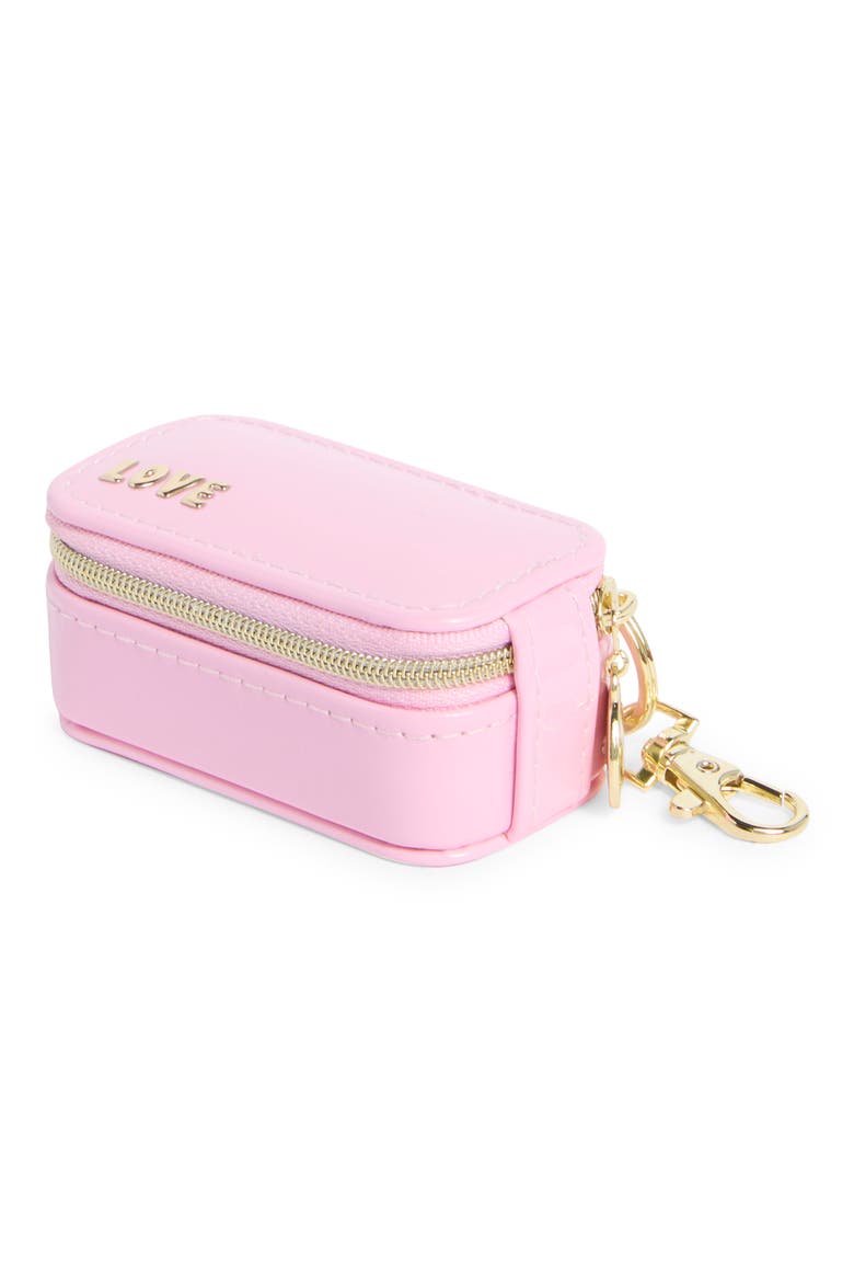 Mini Travel Jewelry Case Key Chain, Main, color, PINK- GOLD LOVE