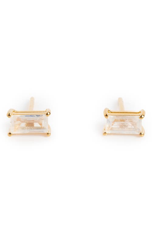 Local Eclectic Baguette Cut Birthstone Stud Earrings In Gold