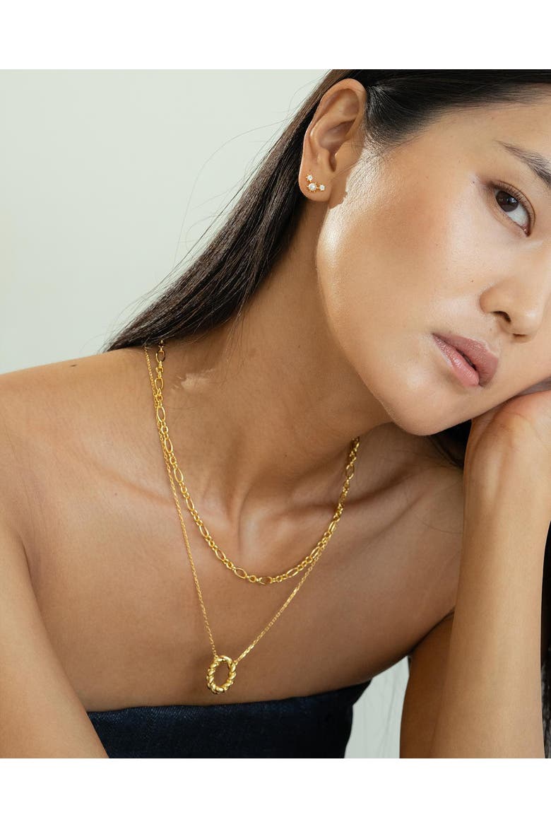 Sterling Silver 18k Gold Plated Seraphina Chain Necklace Trendy Bold Layering, Alternate, color, Gold