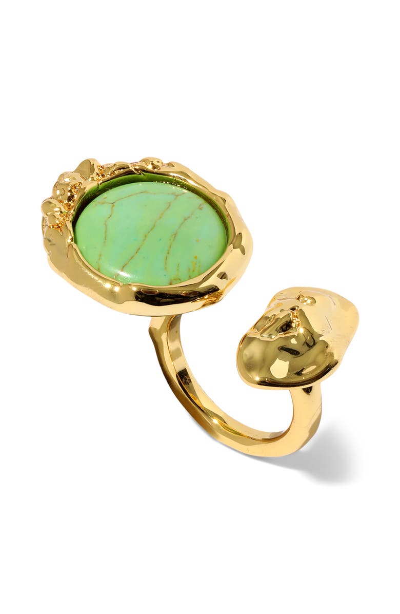 Alexis Bittar Brut Reconstituted Turquoise Coin Open Ring, Main, color, 
