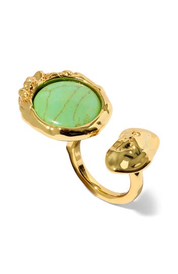 Alexis Bittar Brut Reconstituted Turquoise Coin Open Ring In Multi