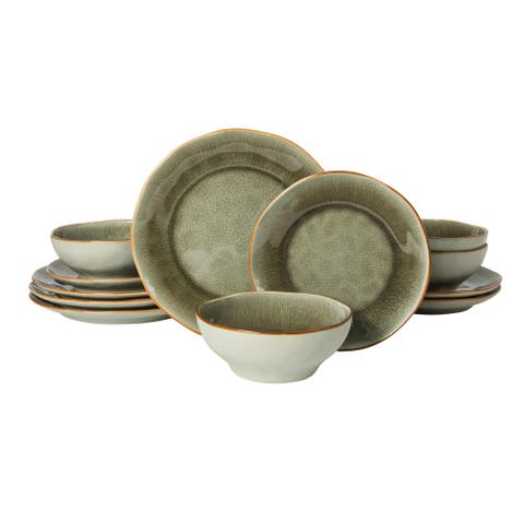 Wild Archer Plates and Bowls Set 12 Piece Stoneware Dinnerware Set for 4