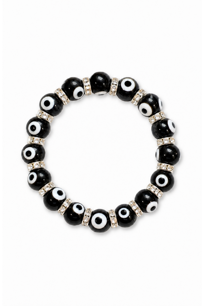 Evil Eye Beaded Bracelet, Main, color, Black
