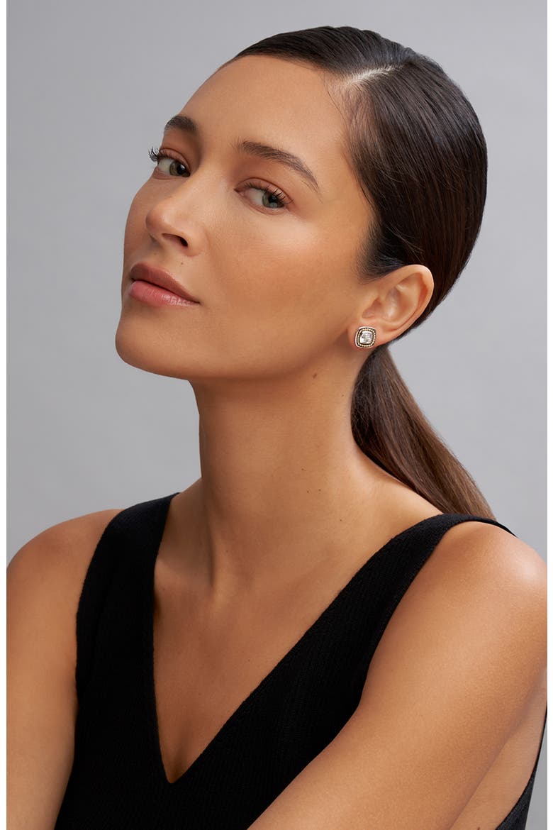 Rittenhouse White Topaz Stud Earrings, Alternate, color, GOLD