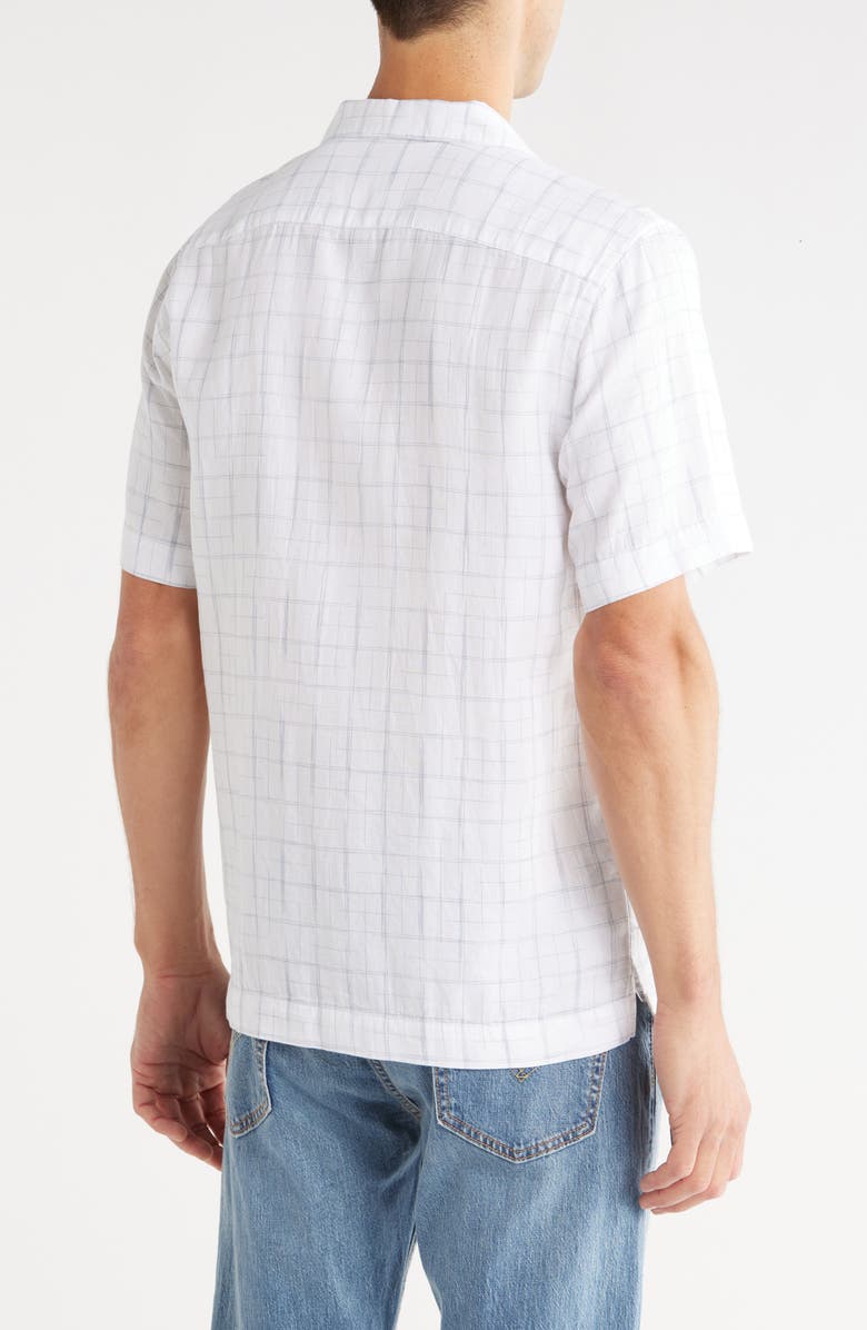 Original Penguin Windowpane Print Button-Up Camp Shirt, Alternate, color, Bright White