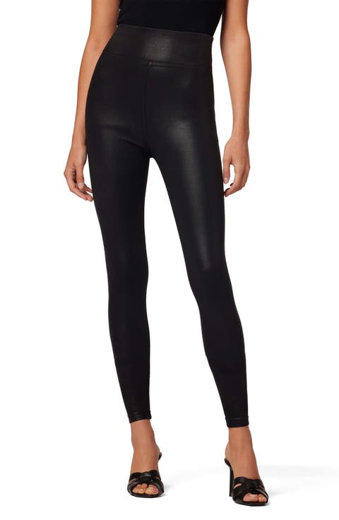 Pull-On High Waist Coated Ankle Leggings