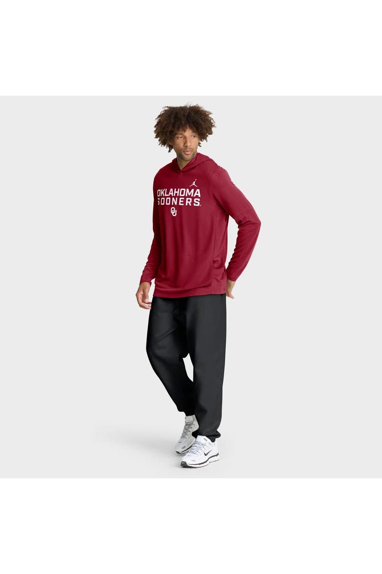 Men's Jordan Brand Crimson Oklahoma Sooners 2025 Sideline Performance Long Sleeve Hoodie T-Shirt, Alternate, color, Crimson