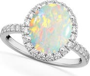 ALLUREZ Oval Cut Halo Opal & Diamond Engagement Ring 14K