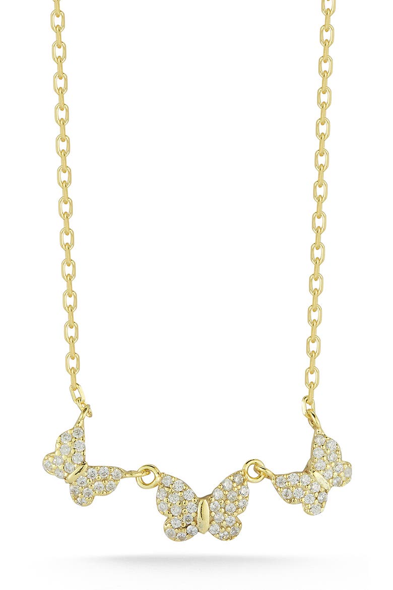 14K Gold Plated Silver Butterfly Necklace, Main, color, GOLD