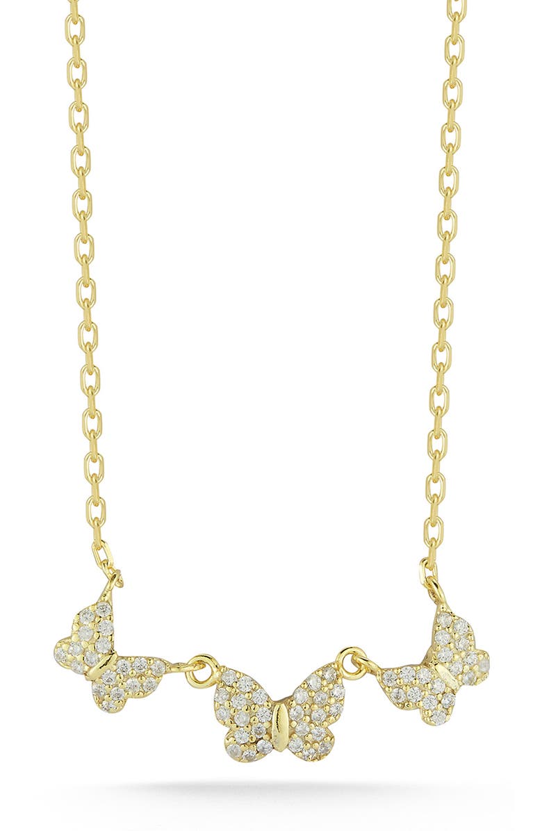 GLAZE JEWELRY 14K Gold Plated Silver Butterfly Necklace, Main, color, Gold