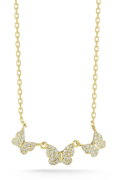 14K Gold Plated Silver Butterfly Necklace
