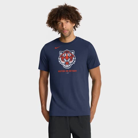 Men's Nike  Navy Detroit Tigers Tri-Blend Logo T-Shirt