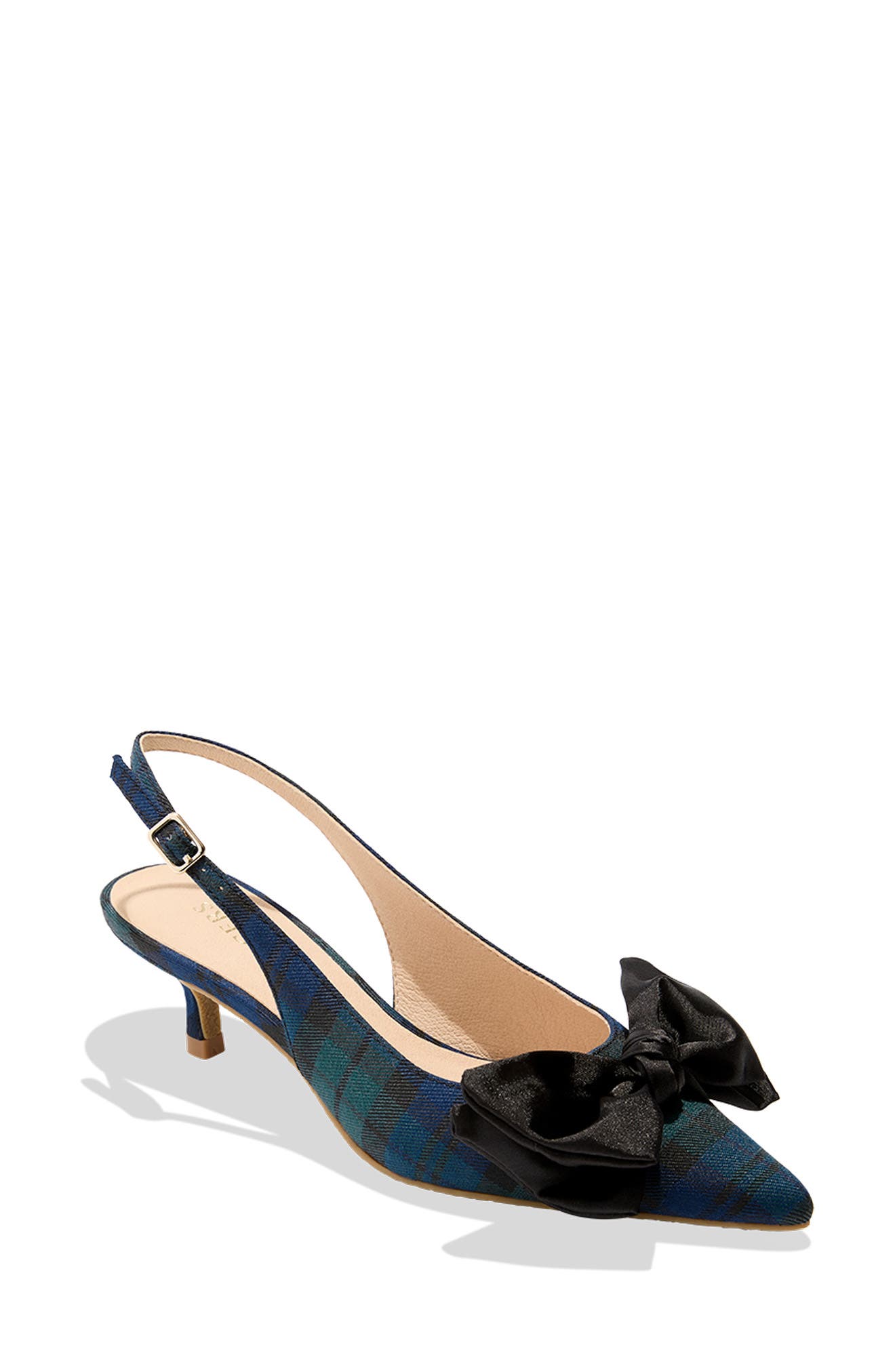 Jack Rogers Debra Slingback Pointed Toe Pump in Midnight Tartan/Black 