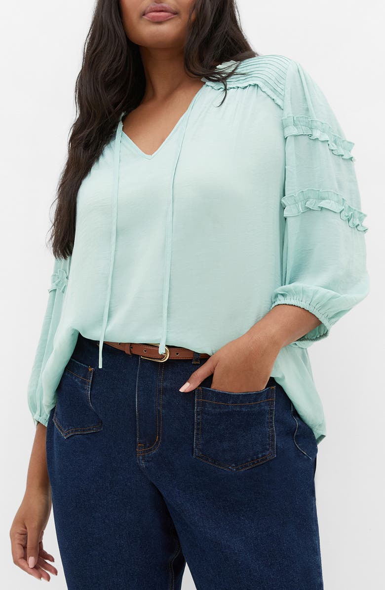 City Chic Drama Queen Ruffle Top, Main, color, 