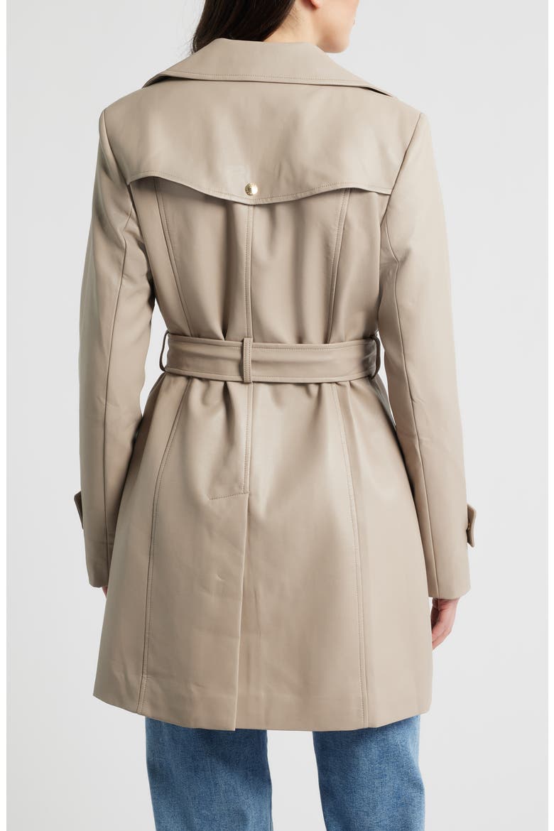 Belted Faux Leather Trench Coat, Alternate, color, DUNE