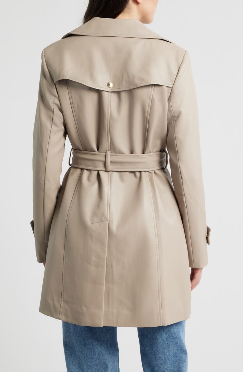 Via Spiga Belted Faux Leather Trench Coat, Alternate, color, Dune