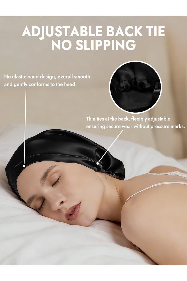 Pure Silk Elegant Long Bonnet, Alternate, color, Black