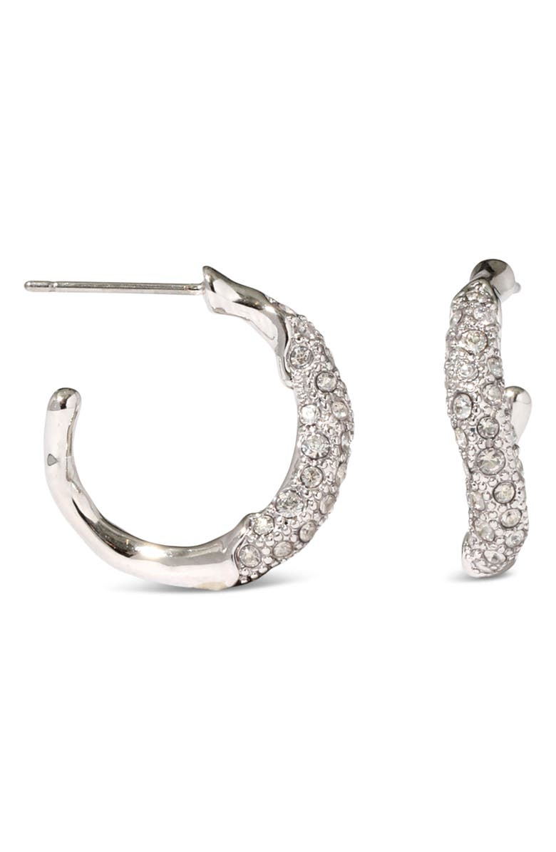 Alexis Bittar Solanales Crystal Twist Mini Hoop Earrings, Alternate, color, Crystals/Silver