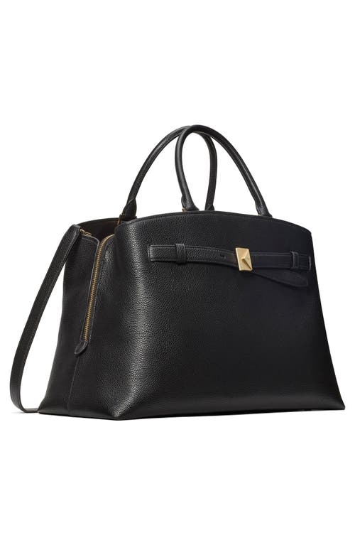 Kate Spade New York Large Deco Pebble Leather Satchel In Black