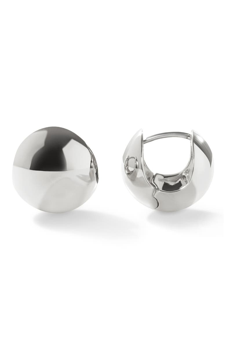 Mini Abby Sphere Huggie Hoop Earrings, Main, color, SILVER