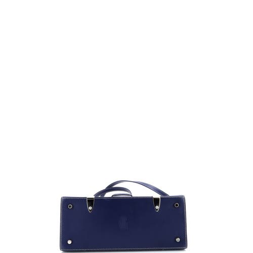 Pre-owned Goyard  Goyard Saigon Top Handle Bag Coated Canvas With Leather Pm In Blue